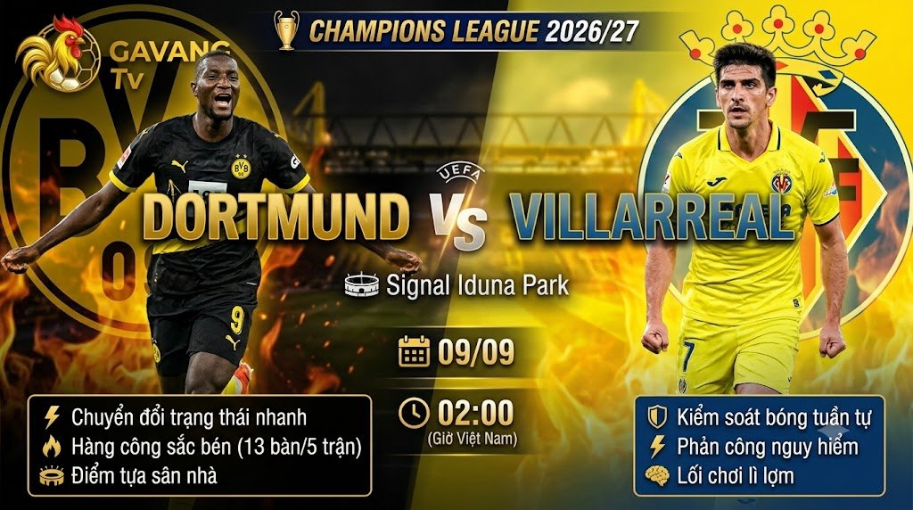 Nhận định Dortmund vs Villarreal (02h00 9/9): Chiến thuật C1
